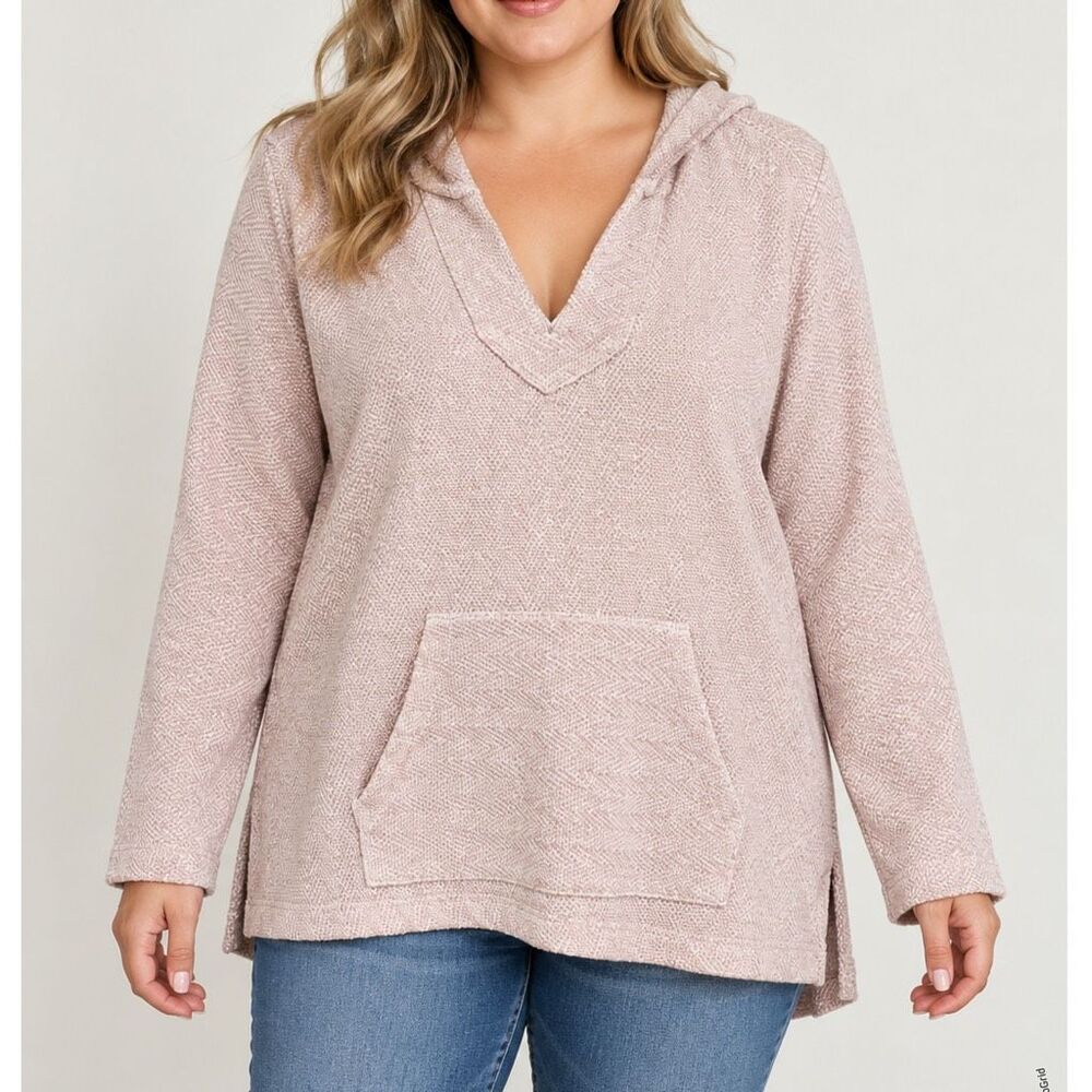 Faherty Light Pink Whitewater Hoodie XXL Cotton Knit Pullover Women